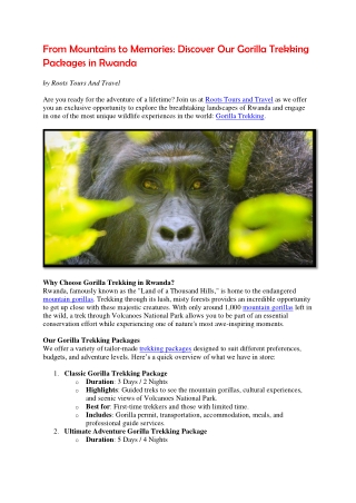 From Mountains to Memories Discover Our Gorilla Trekking Packages in Rwanda