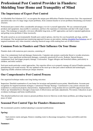 Affordable Pest Solutions