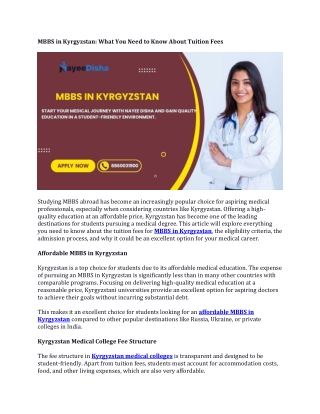 Affordable MBBS in Kyrgyzstan: Fees, Admission, and Benefits
