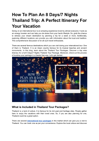 How To Plan An 8 Days7 Nights Thailand Trip A Perfect Itinerary to Your Vacation