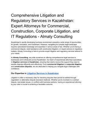 Comprehensive Litigation and Regulatory Services in Kazakhstan_ Expert Attorneys for Commercial, Construction, Corporate