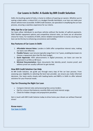 Car Loans in Delhi