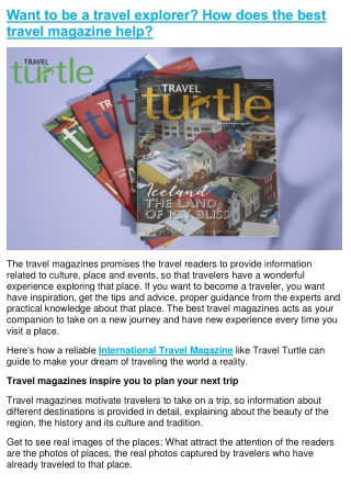 Want to be a travel explorer