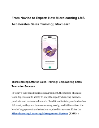 From Novice to Expert_ How Microlearning LMS Accelerates Sales Training _ MaxLearn