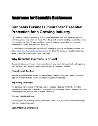 Insurance for Cannabis Businesses