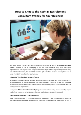 How to Choose the Right IT Recruitment Consultant Sydney for Your Business