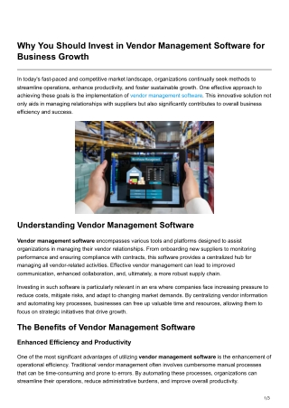 Why You Should Invest in Vendor Management Software for Business Growth