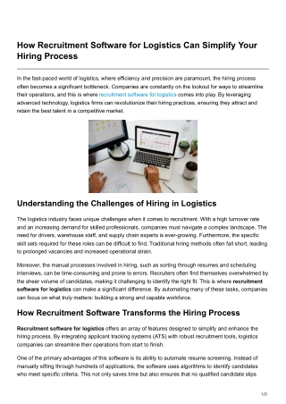 How Recruitment Software for Logistics Can Simplify Your Hiring Process