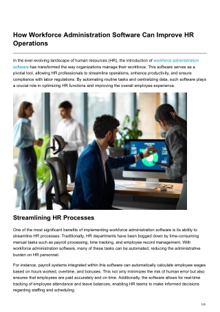 How Workforce Administration Software Can Improve HR Operations