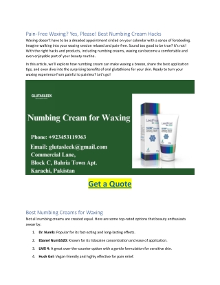 Pain-Free Waxing? Numbing Cream Hacks & Benefits