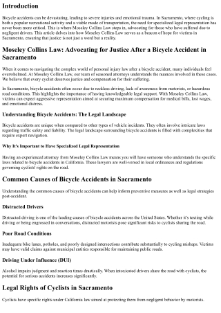 Moseley Collins Law: Advocating for Justice After a Bicycle Accident in Sacramen