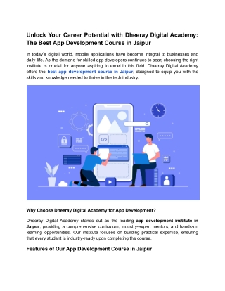 The Best App Development Course in Jaipur