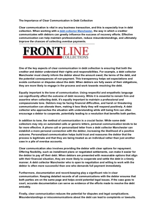 The Importance of Clear Communication in Debt Collection