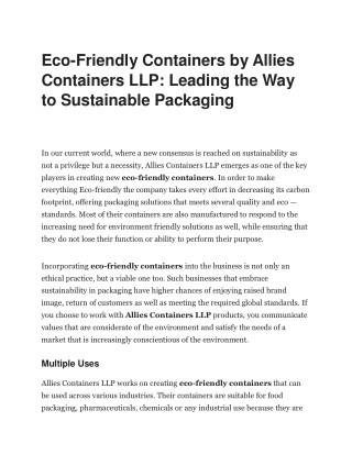 Eco-Friendly Containers by Allies Containers LLP