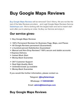 Buy Google Maps Reviews