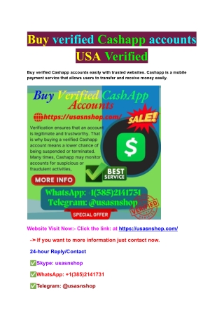 Buy verified Cashapp accounts USA Verified