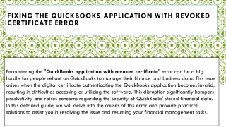 QuickBooks Application with Revoked Certificate: Ultimate Fix Guide