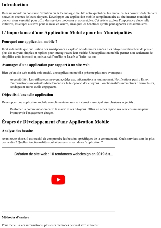 “Développer une application mobile complémentaire au site internet municipal”