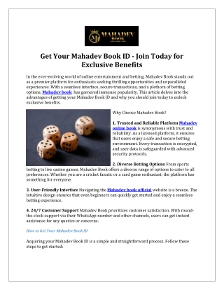 Get Your Mahadev Book ID - Join Today for Exclusive Benefits