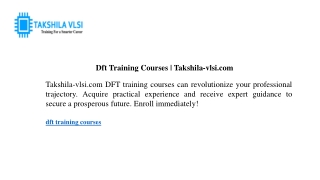Dft Training Courses Takshila-vlsi.com