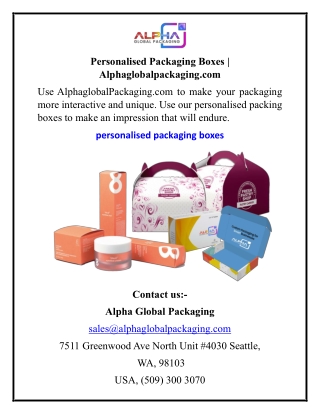 Personalised Packaging Boxes  Alphaglobalpackaging