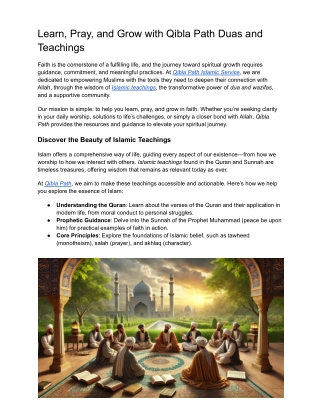 Learn, Pray, and Grow with Qibla Path Duas and Teachings