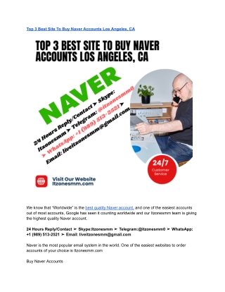 Top 3 Best Site To Buy Naver Accounts Los Angeles, CA