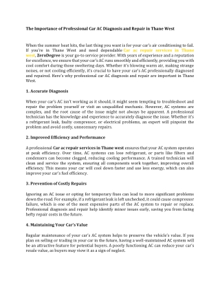 The Importance of Professional Car AC Diagnosis and Repair in Thane West