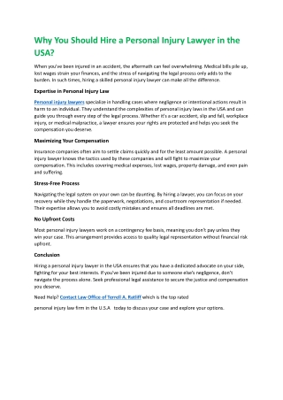 Hire a Personal Injury Lawyer in the USA