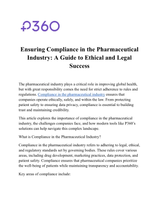 Ensuring Compliance in the Pharmaceutical Industry: A Guide to Ethical and Legal