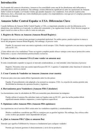 Amazon Seller Central España vs USA: Diferencias Clave