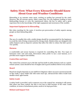 What Every Kitesurfer Should Know About Gear and Weather Conditions