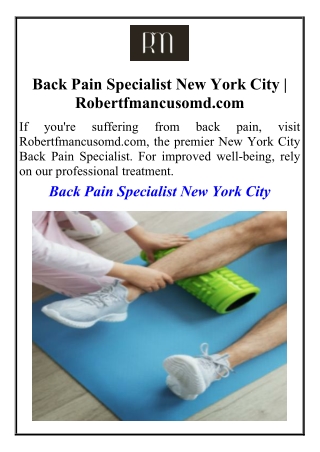 Back Pain Specialist New York City  Robertfmancusomd.com