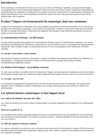 “Évaluer l’impact environnemental du numérique dans nos communes”