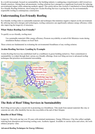 Avalon's Contribution to Green Building: Eco-friendly Roofing Solutions