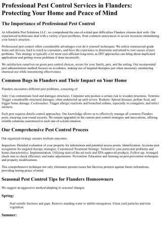 Affordable Pest Solutions