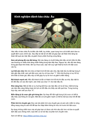 Bật Mí Cách Đọc Kèo Châu Âu Tại 88Bet Cam Dành Cho Người Mới