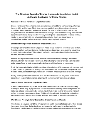 The Timeless Appeal of Bronze Handmade Unpolished Kadai_ Authentic Cookware for Every Kitchen