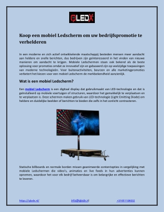 Koop een mobiel Ledscherm om uw bedrijfspromotie te verhelderen