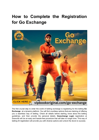 How to Complete the Registration for Go Exchange