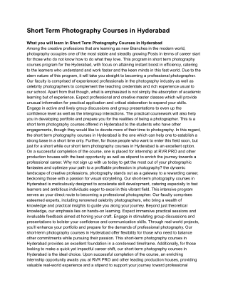 Short Term Photography Courses in Hyderabad