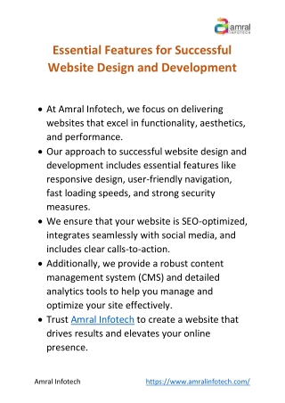 Key Features for Effective Website Design & Development by Amral Infotech