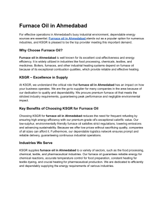 Furnace oil in Ahmedabad