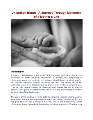 Unspoken Bonds_ A Journey Through Memories of a Mother’s Life