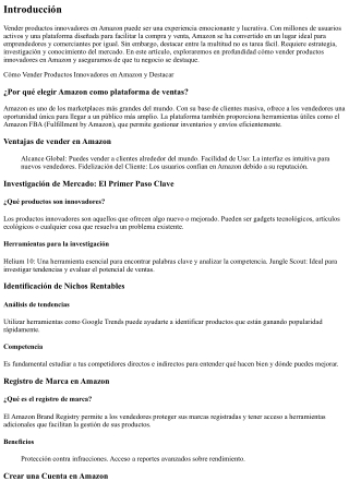Cómo Vender Productos Innovadores en Amazon y Destacar