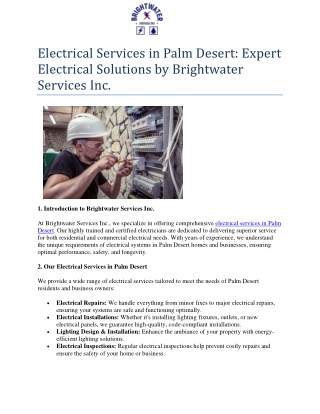 Electrical Services in Palm Desert: Expert Electrical Solutions
