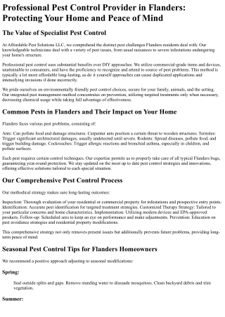 Affordable Pest Solutions