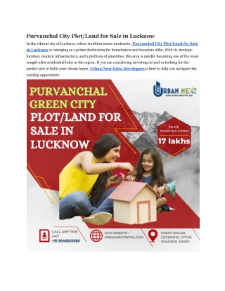 Purvanchal City Plot_Land for Sale in Lucknow