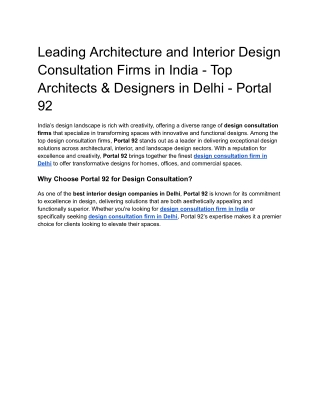 Leading Architecture and Interior Design Consultation Firms in India - Top Archi