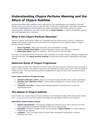 _Chypre Perfume Meaning